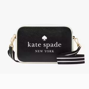 Kate Spade Black and White Crossbody Bag with Gold Accents